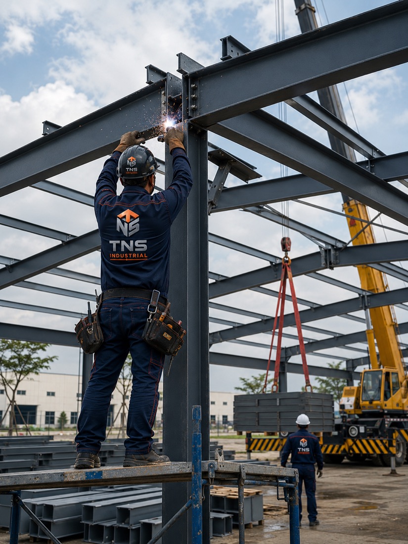 Công nhân hàn kết cấu thép TNS Industrial